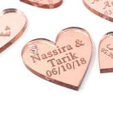 50Pcs Personalized Engraved Gold/Silver Love Hearts Acrylic Wedding Table Party Tags Custom Name Baby Shower Decor Gift Box Tags