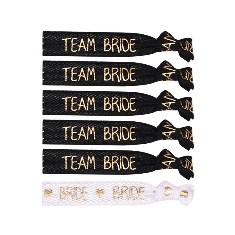 6/11pcs Bachelorette Party Wristbands Team Bride Bracelet Bride To Be Decoration Hen Party Wedding Supplies Hair Ties