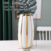 White Gold Ceramic Vase Desktop Flower Arrangement Hydroponic Vases Dried Flowers Vase Plant Vases Flowerpot Decoration Crafts