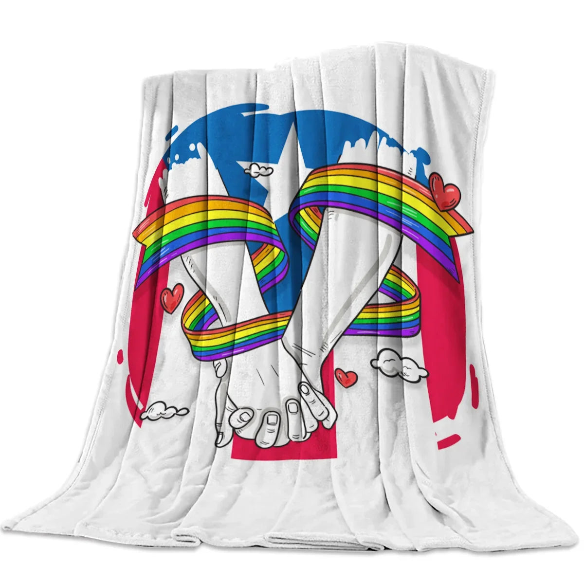 Flannel Blankets Colorful Stripe Lgbt Pride Rainbow Blanket Cushion Warm Throws on Sofa Bed Home Bedspread Travel Fleece Blanket