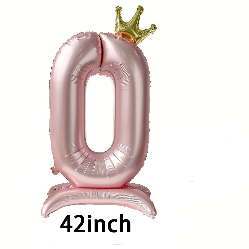42 inch Pink Standing Crown Digital Girl Birthday Party Anniversary Party Decoration Balloon