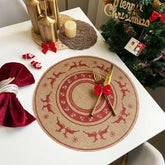 Jute Table Mats Christmas Woven Placemat Ins Printed Hairball Thermal Insulation Mat Retro Cotton and Linen Decorative Mat