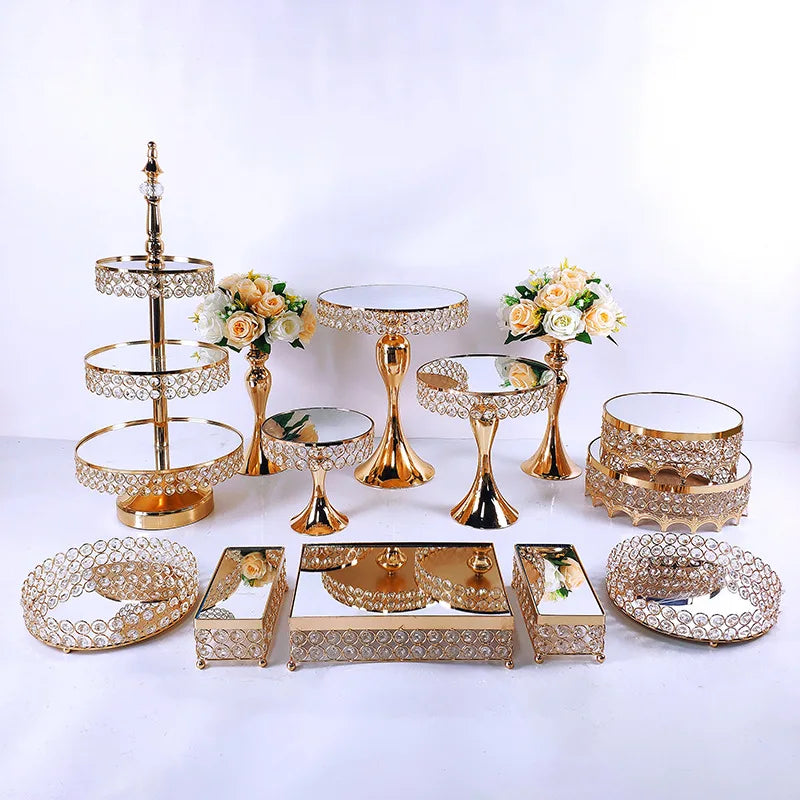 Wedding Centerpieces Party Decoration Table Round Dessert Display Wedding Cupcake Plinth Metal Gold Cake Stand Set