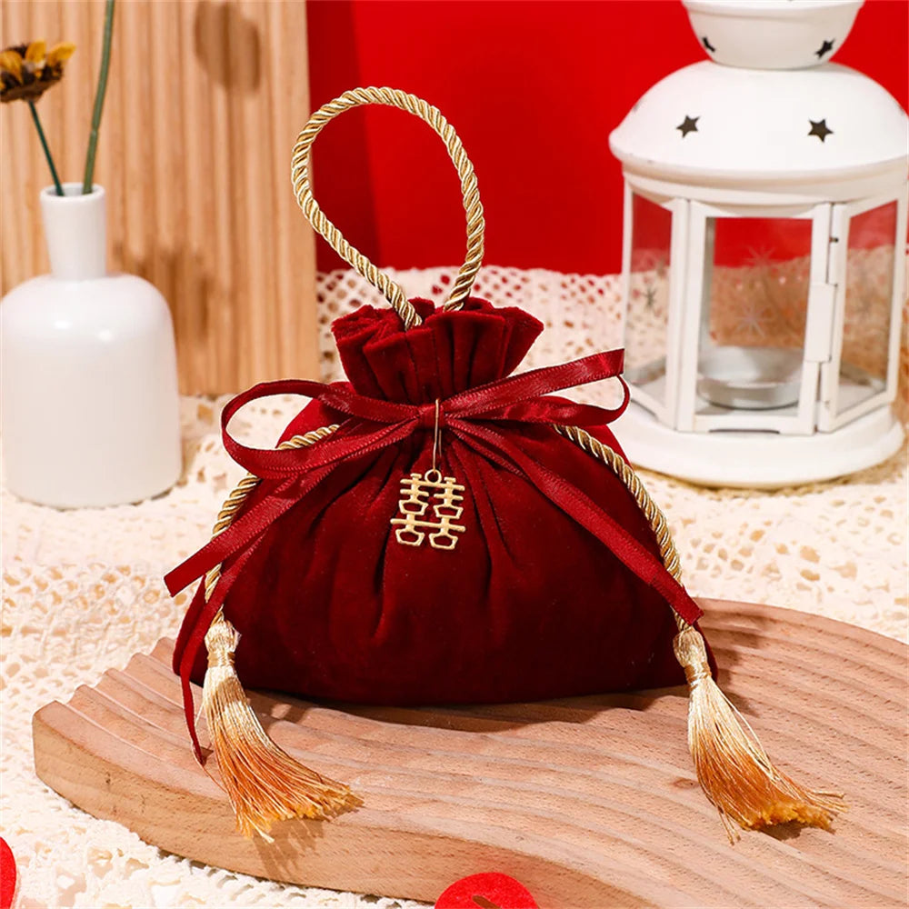 Silk Velvet Drawstring Gift Bag Candy Pouches For Wedding Party Favors Gift Packing Bags Jewelry Organizer Chocolate Candy Bags