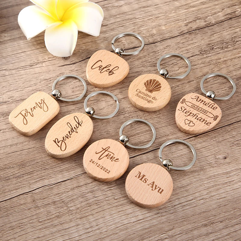 Custom Engraved wedding names Wood Key Chain - Personalized Wood Heart Key Chain - Custom Gifts for wedding supplies gift