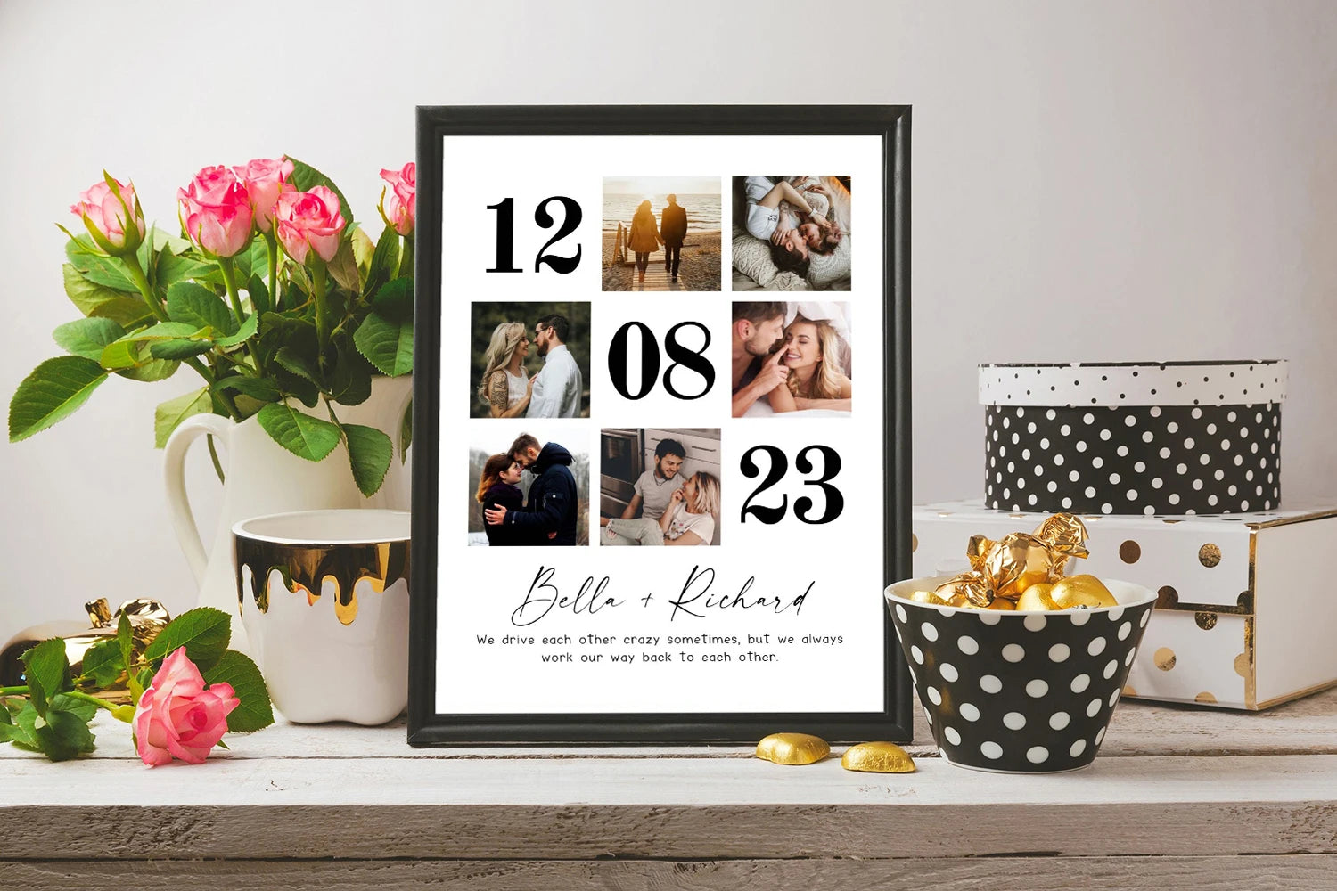 Custom Wedding Anniversary Gift Personalized Couple Family Photo Present Poster Room Home Hallway Decor Wall Painting No Frame