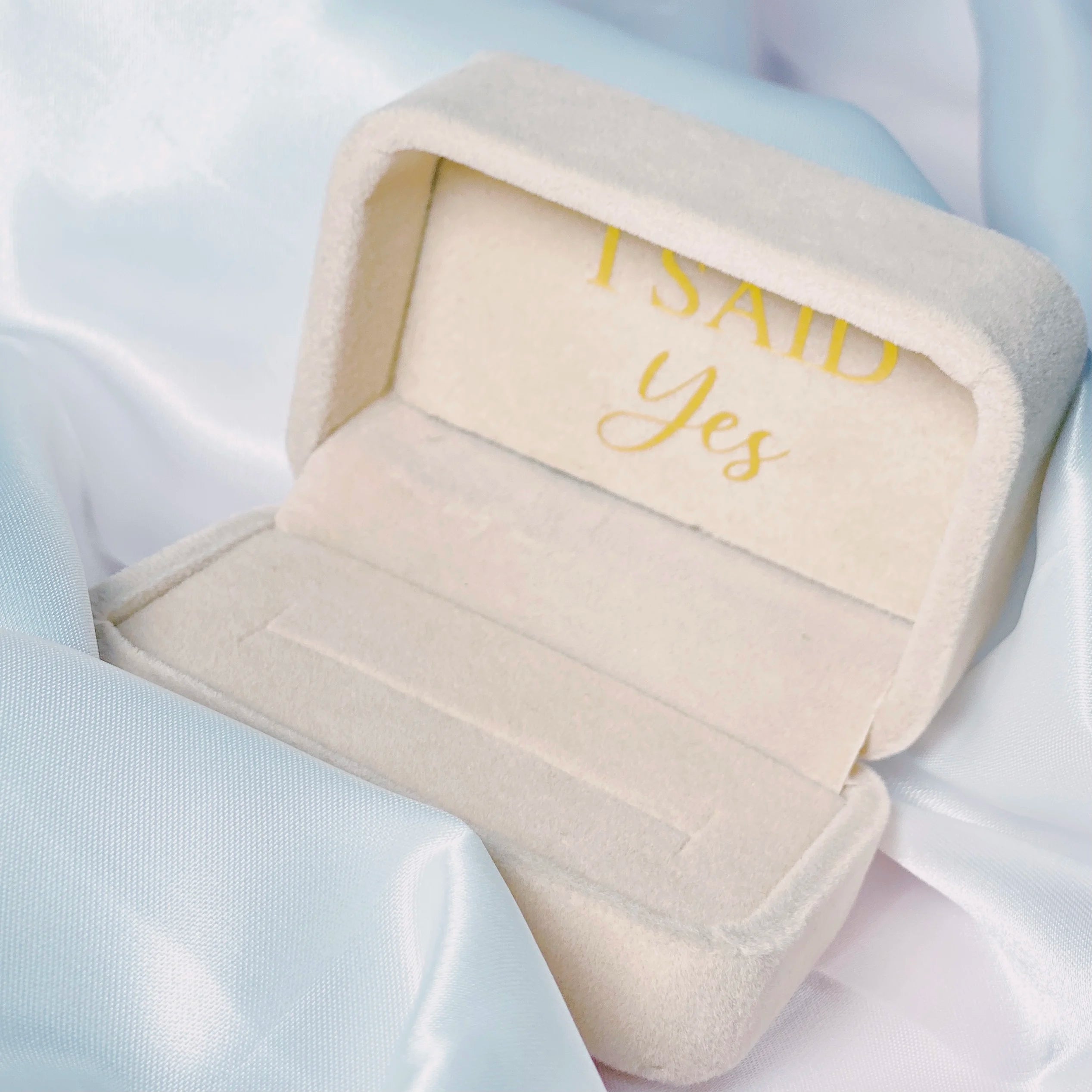 Custom Flannel Ring Box Double Slot Ring Bearer Box Wedding Jewelry Box gift for Girlfriend Personalized engagement ring box