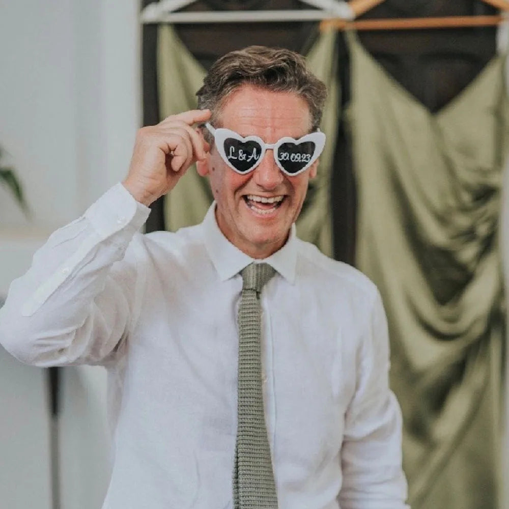 Personalised Wedding Heart Shaped Sunglasses Date Initials Bride To Be Bachelorette Hen Party Bridal Shower Decorate Gifts