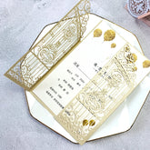 10 Pieces Laser Cut Wedding Gate Love Door Invitation Card Black Pink Gold Engagement Party Greeting Invitations IC165