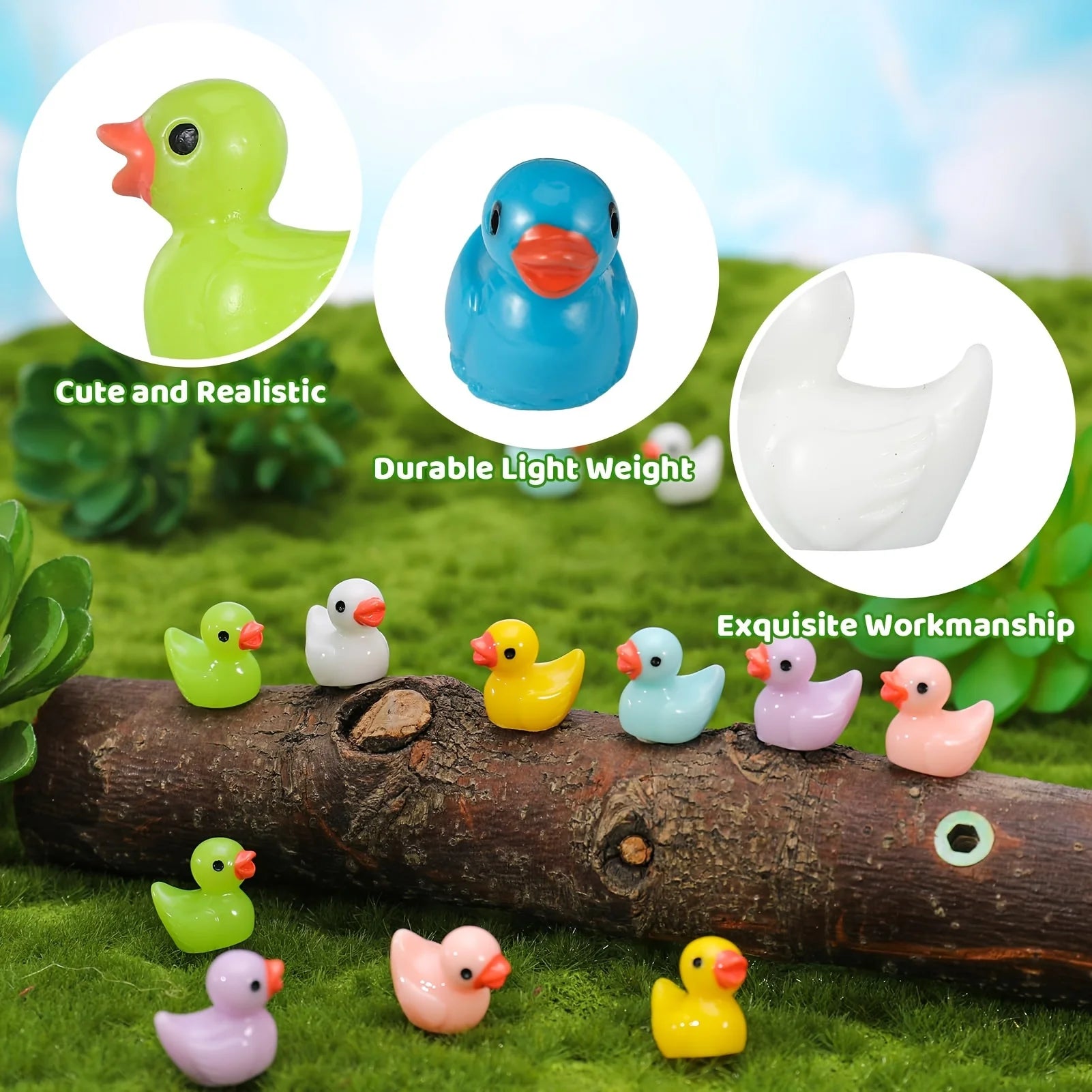 50Pcs Mini Resin Ducks Bulk Tiny Ducks Set for Potted Miniature Decoration Garden Dollhouse Cake Decoration DIY Slime Kit Craft
