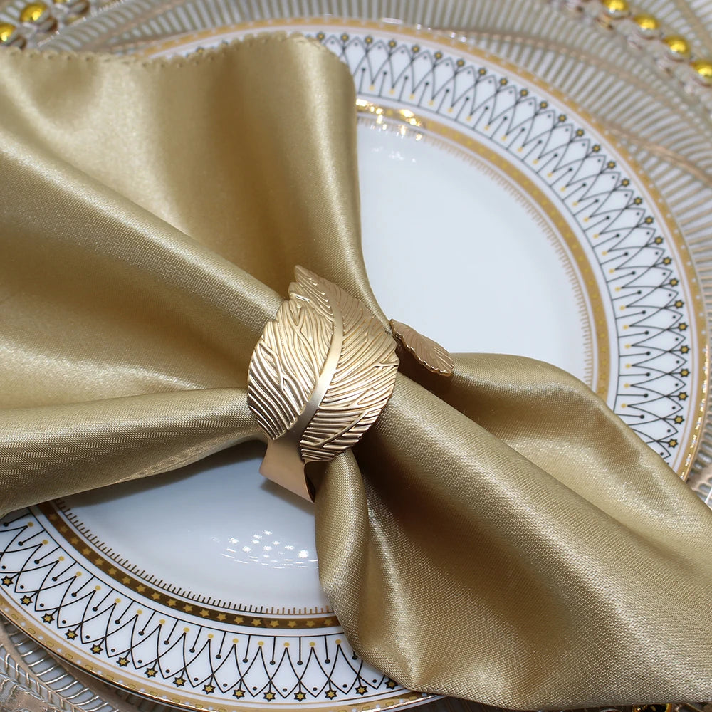12Pcs Matte Gold Leaf Napkin Rings Leaves Napkin Holder Rings for Thanksgiving Wedding Christmas Dinning Table Decoration HWL36