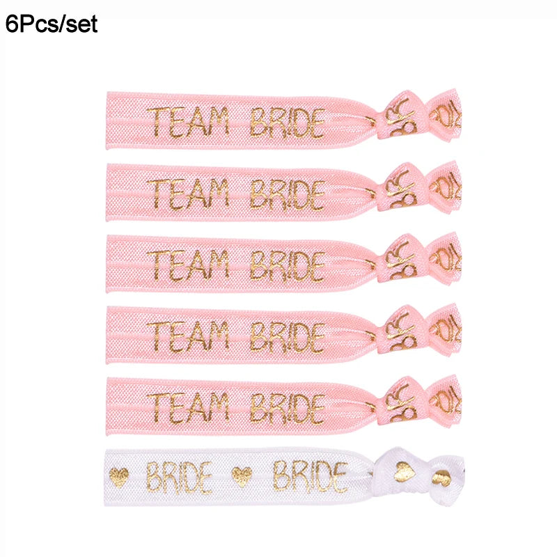 6/11pcs Bachelorette Party Wristbands Team Bride Bracelet Bride To Be Decoration Hen Party Wedding Supplies Hair Ties