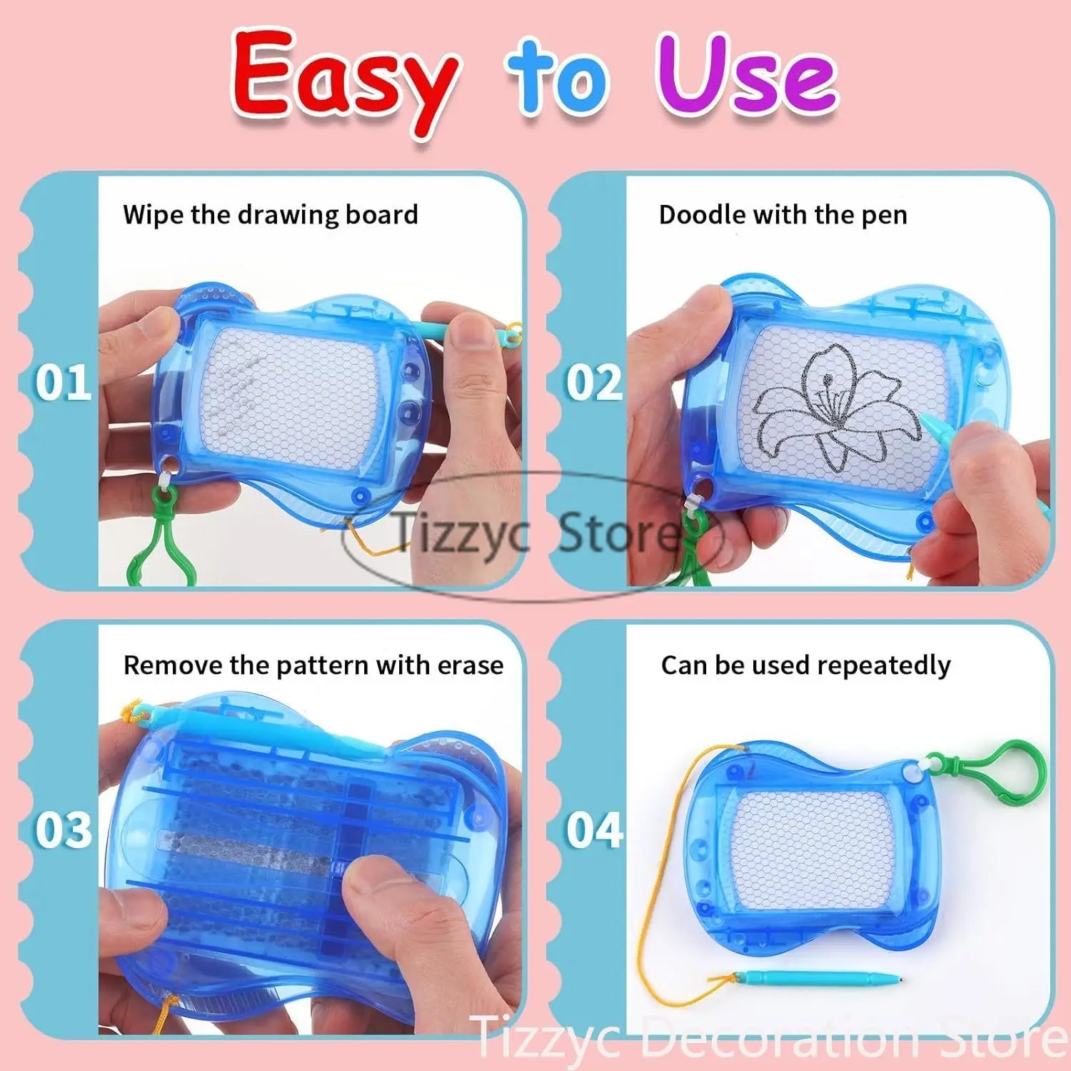 6/12PCS Mini Drawing Board for Kid, Erasable Doodle Writing Pad, Keychain Clip Drawing Board,Boys and Girls Birthday Party Favor