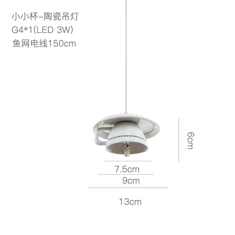 Modern Tea Cup Teapot Hanging Lamp Ceramic Led Pendant Lights Dining Room Kitchen Home Decor Luminaire Lighting Fixtures