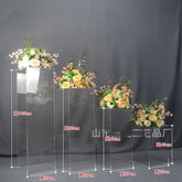 Acrylic Transparent Road Lead with LED Light for Wedding Party Stage Table Centerpieces Folding Column Flower Stand Decorations