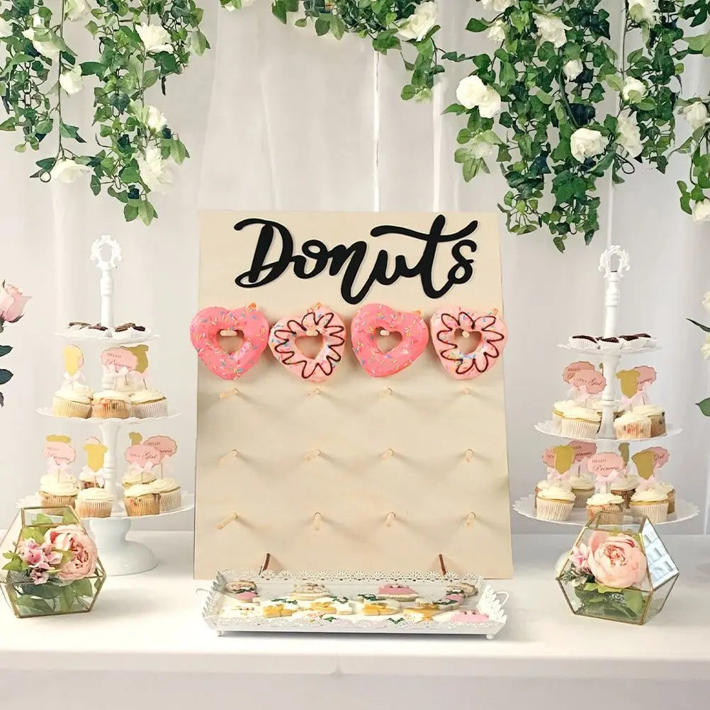 Donut Wall Holder Stand Sweet Cart Rustic Wedding Table Decor Donut Board Birthday Party Candy Bar Baby Shower Donut Party