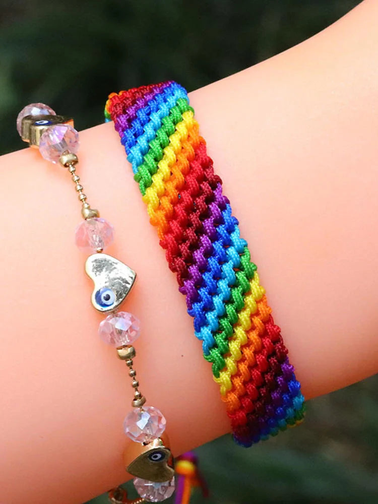 LGBT Pride Bracelet Wristband Lesbian Rope Bracelet LGBT Pride Bracelet Rainbow Bracelet Colorful Popular Fashion Weaving Casual