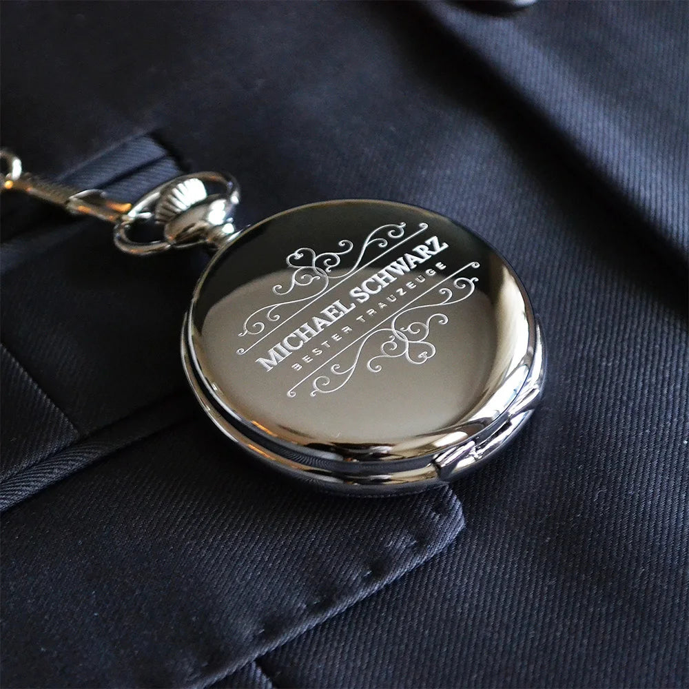 Best Man Gifts Personalized Pocket Watch With Chain Engraved Monogram Custom Watch Groomsmen Proposal Wedding Party Usher Favors