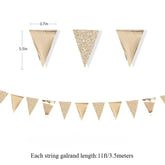 Champagne Gold Triangle Flag Pennant Banner Bunting for Graduation Birthday Wedding Nautical Ahoy Achor Theme Party Supplies