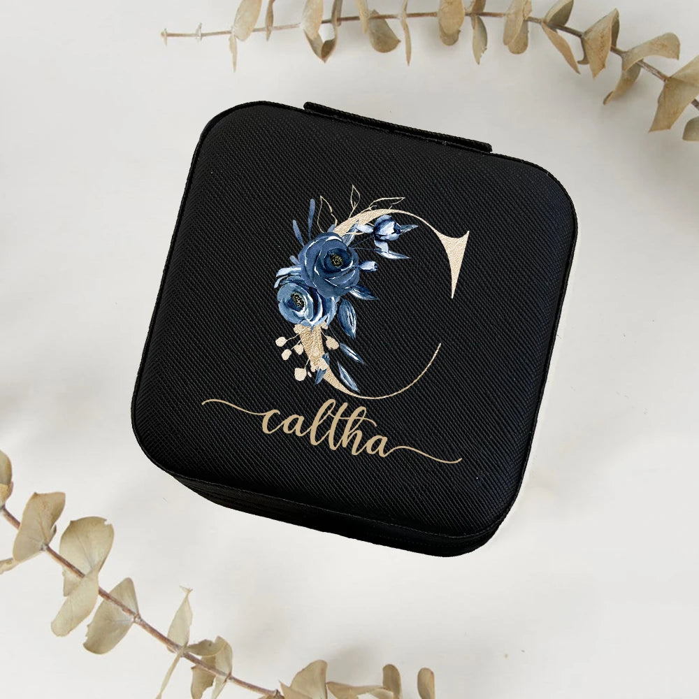 Custom Leather Jewelry Box with Name Personalized Travel Jewelry Organizer Storage Case Bridesmaid Proposal Gifts