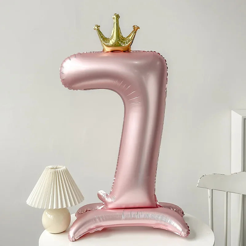 42 inch Pink Standing Crown Digital Girl Birthday Party Anniversary Party Decoration Balloon