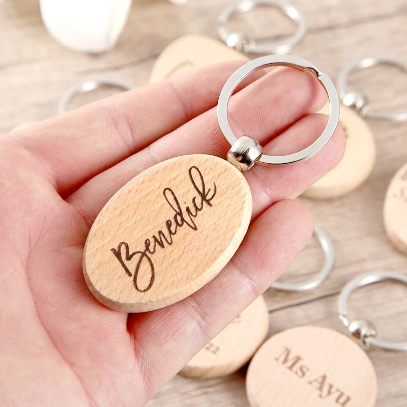 Custom Engraved wedding names Wood Key Chain - Personalized Wood Heart Key Chain - Custom Gifts for wedding supplies gift