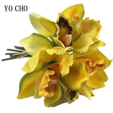 Autumn Decoration Vintage Orchid Silk Artificial Flowers Bouquet Wedding Party Home Decor Balcony Garden Outdoor Fake Flowers
