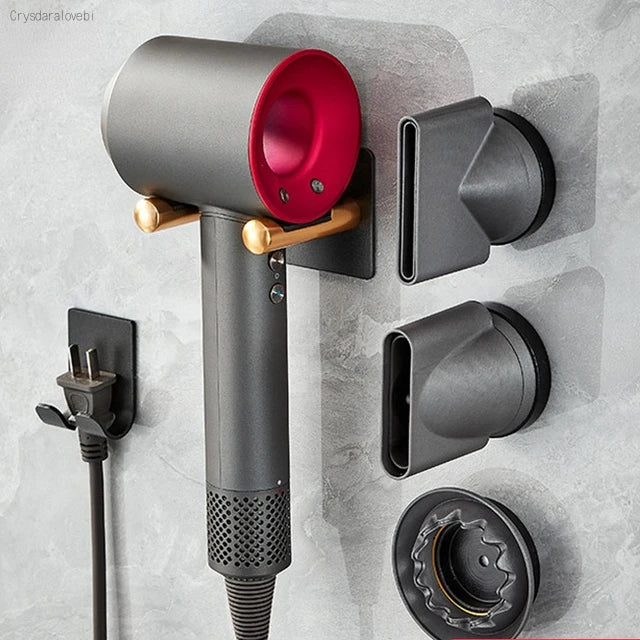 Bathroom Hairdryer Holder Black Gold Storage Rack Wall Mounted Dryer and Hair Curler Shelf For Dyson Supersonic Hair Dryer Rack
