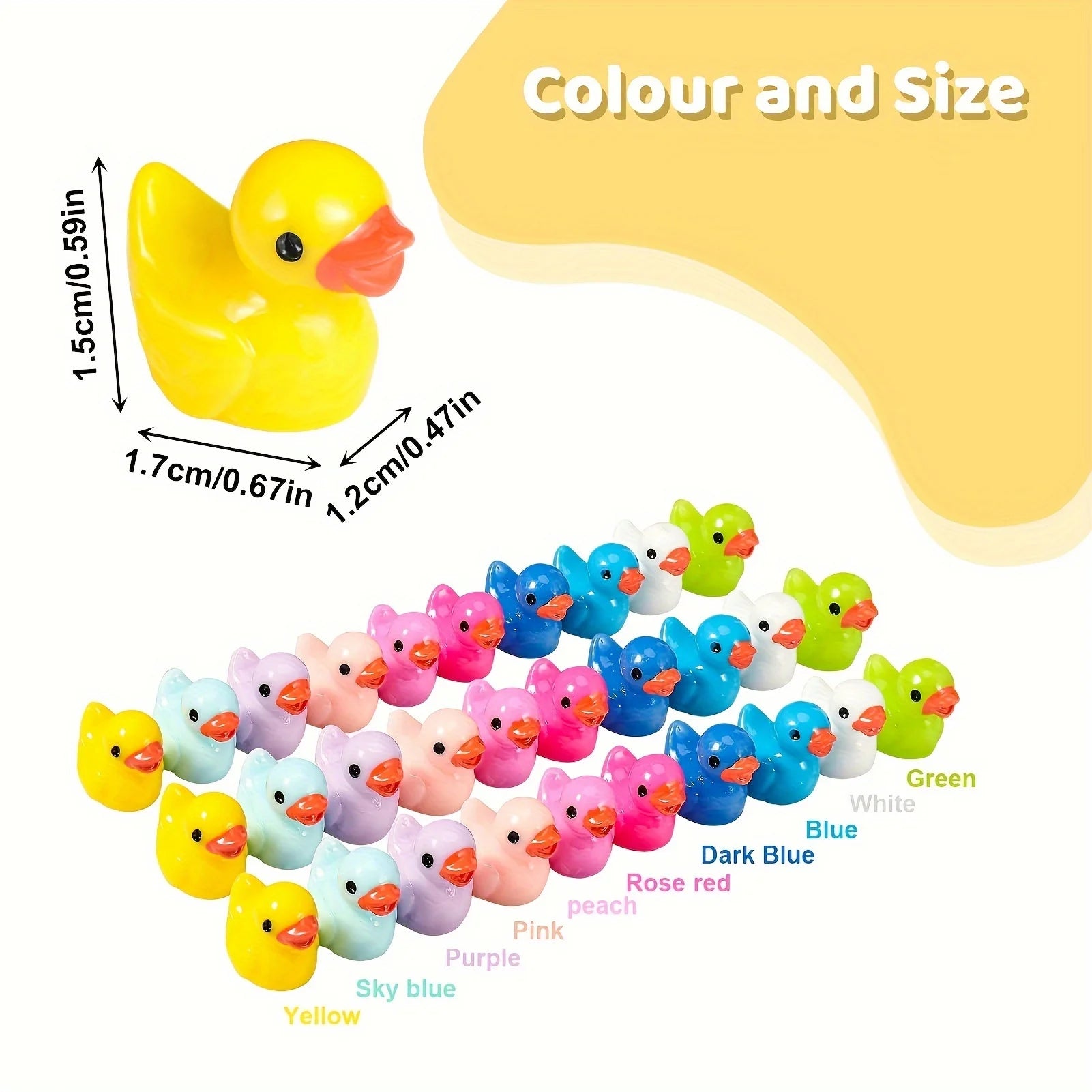 50Pcs Mini Resin Ducks Bulk Tiny Ducks Set for Potted Miniature Decoration Garden Dollhouse Cake Decoration DIY Slime Kit Craft