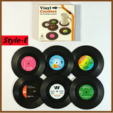 New 6/4/2PCS Retro Vinyl Record Cup Coaster Anti-slip Coffee Coasters Heat Resistant Music Drink Mug Mat Table Placemat Decor