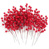 5/10/20Pcs Chritsmas Decoration Red Berry Branches Cherry Stamen For Home Decor Xmas New Year Gift Wedding Flowers Accessory