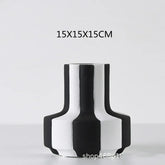 Modern simplicity black and white striped ceramic vase decoration home living room flower arrangement vase decoration