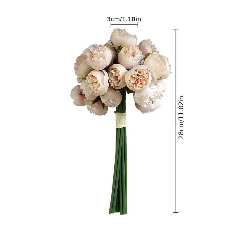 27 Heads Artificial Rose Peony Flowers Bridal Bouquet for Home Party Table DIY Decor Fake Flowers Wedding Decoration Flowers