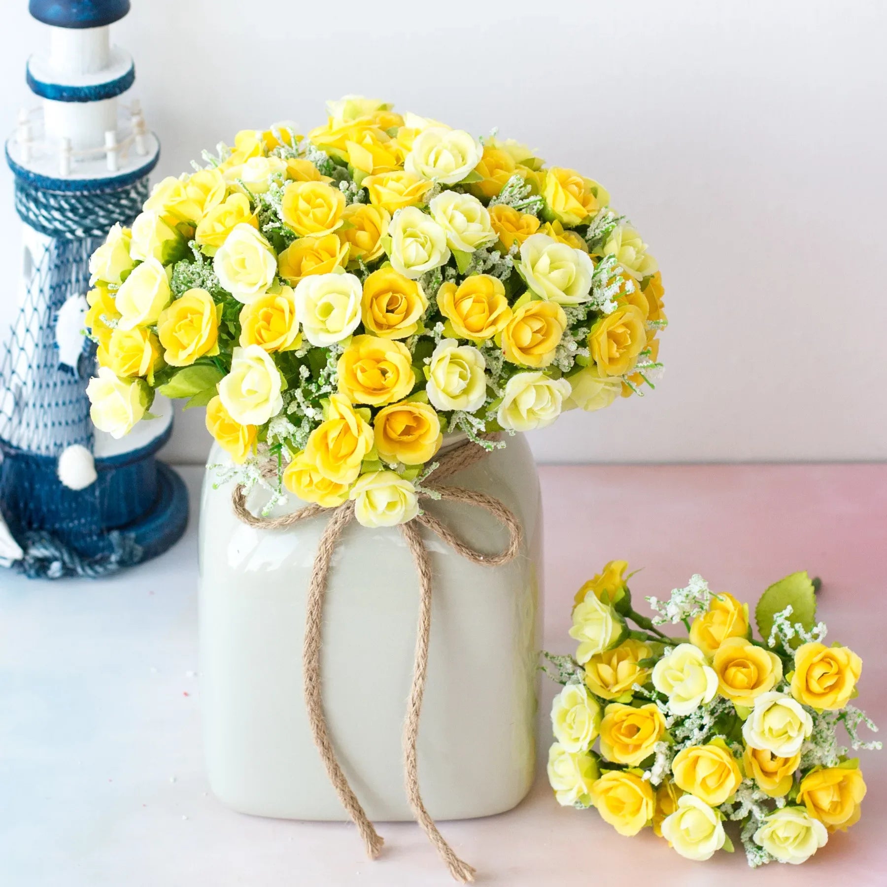 21 Head Diamond Roses 7 Fork Spring Roses Small Wedding Decor Buds Artificial Flowers Artificial Plastic Flowers