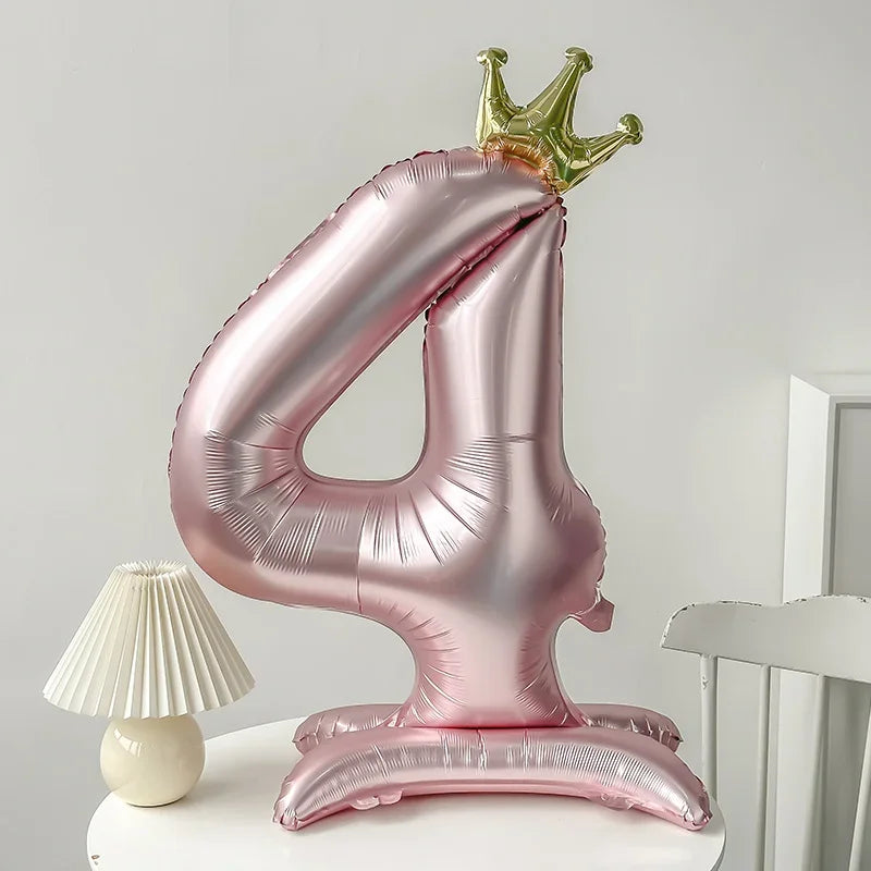 42 inch Pink Standing Crown Digital Girl Birthday Party Anniversary Party Decoration Balloon