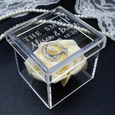 Personalized Clear Acrylic Ring Box, Custom Wedding Rings Box, Engraved Names, Ring Holder, Wedding Ring Bearer