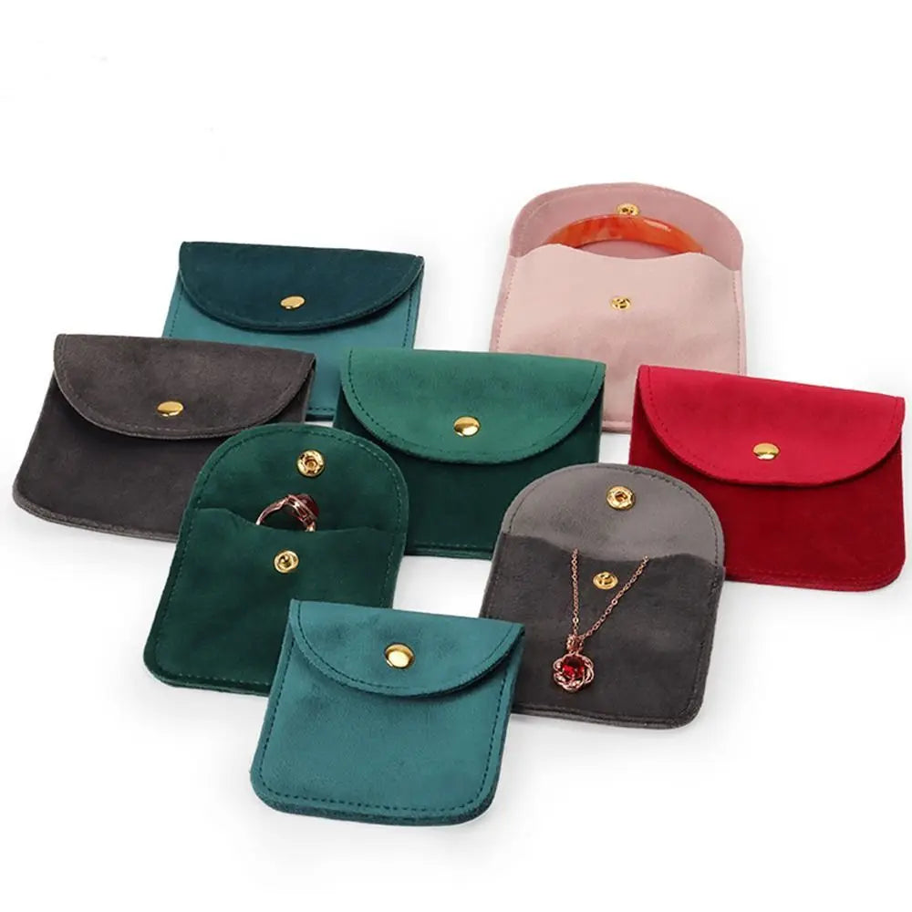 1 Pcs Dust Protect Portable Soft Velvet Gift Jewelry Bag Snap Button Packaging Bag Necklace Earrings Bracelet Ring Storage Pouch