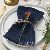 12pcs Vintage Rustic Cotton Gauze Napkins with Retro Burr Cloth Linen Tea Towel for Wedding Party Dining Table Decoration