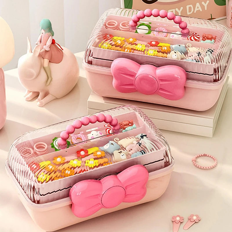 〔CC88〕Multi-layer Hairpin Organizer Cute Girl Jewelry Case Headdress Displays Children's Hair Accessories Storage Box