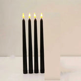 3 or 4 Pieces 11 Inch Halloween Black Flameless LED Taper Candles With Yellow/Warm White Light,Battery Plastic Fake LED Candles
