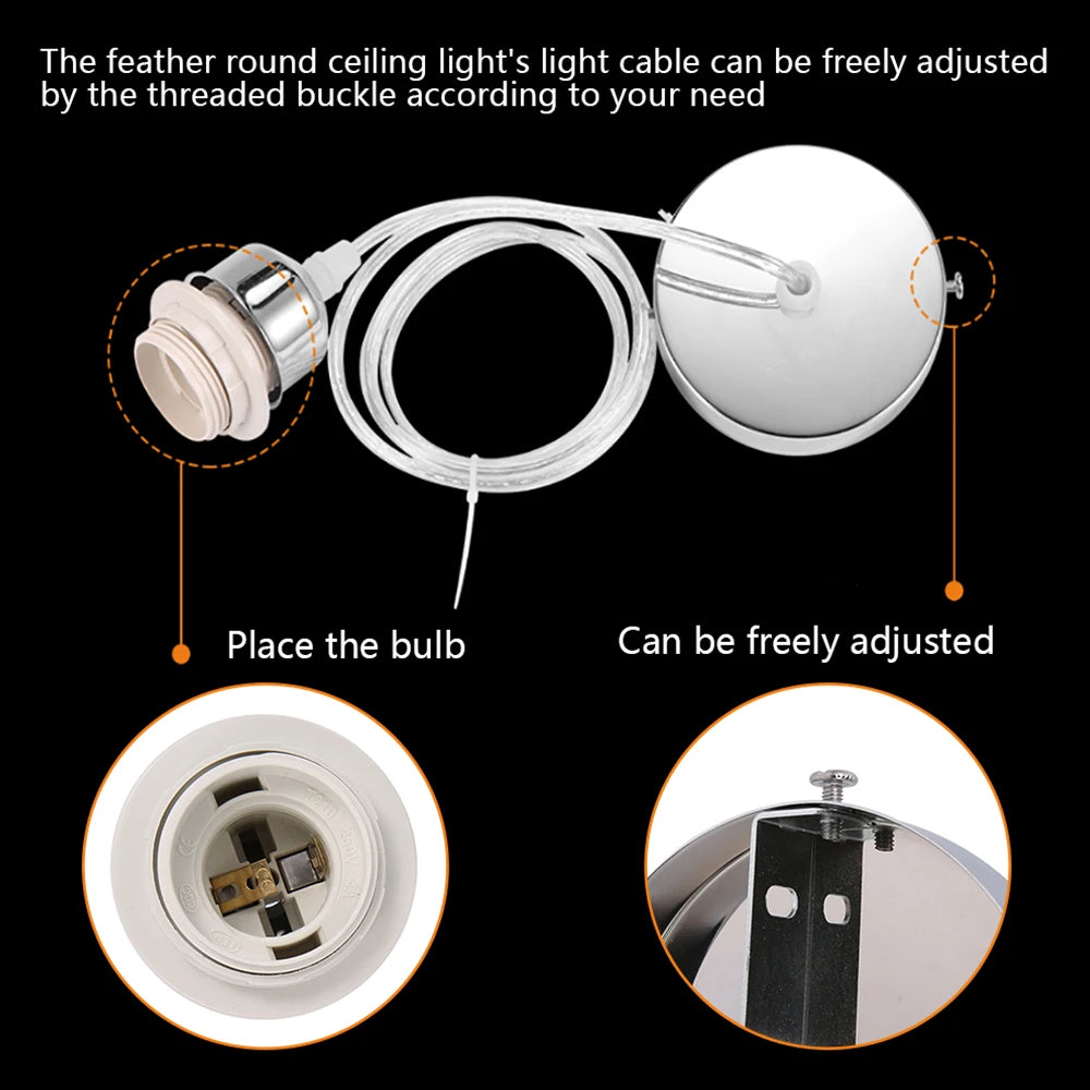 Modern Feather Lamp Chandelier Bedroom Decoration Exhibition Hall Chandelier Simple White Feather LED Lighting