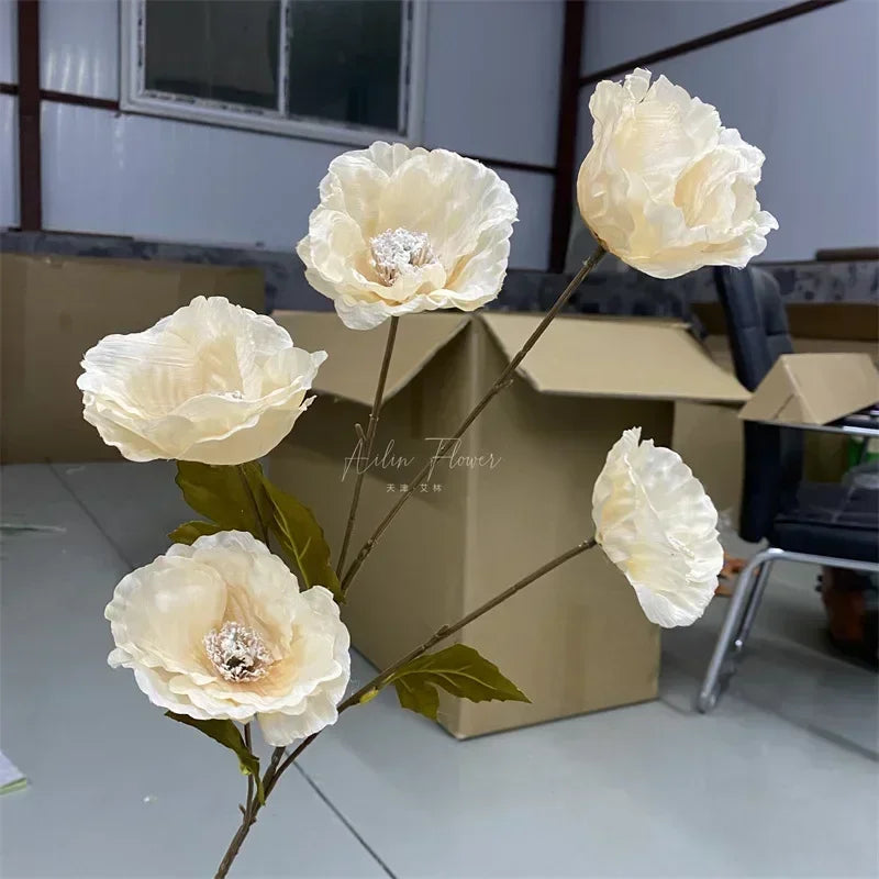 Simulation 5 Poppies High Branch Poppy Bouquet Artificial Artificial Flowers Home Living Room Dining Table Wedding Decoration