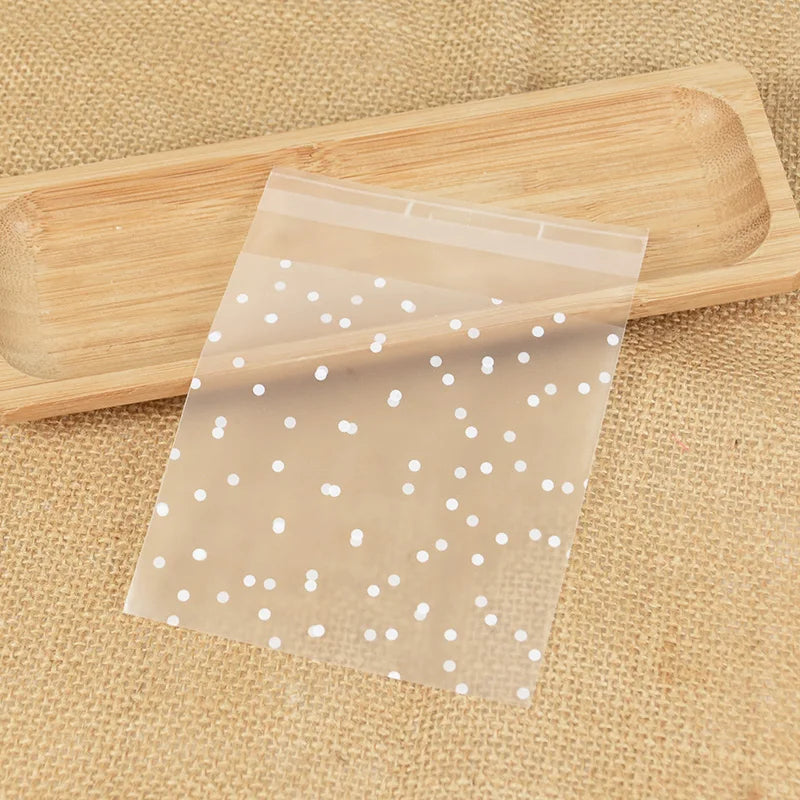 100Pcs Transparent Dot Candy Cookies Self Adhesive Gift Bag Pouches Wedding Brithday Gifts Packaging Bags Biscuits DIY Baking