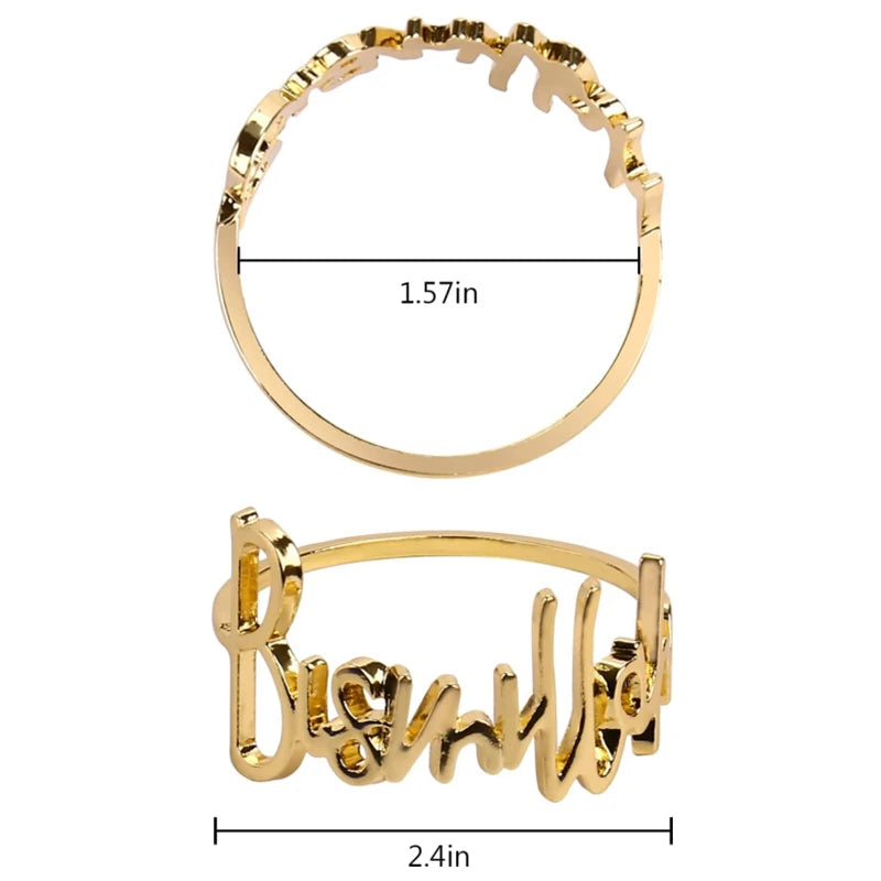 12/6PCS Alloy Blessing Bismillah Napkin Rings Eid Mubarak Muslim Islamic Ramadan Kareem Table Napkin Holder Wedding Party Decor