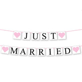 JUST MARRIED Wedding Banner Set Bridal Shower and Engagement Photo Prop Car Decorations