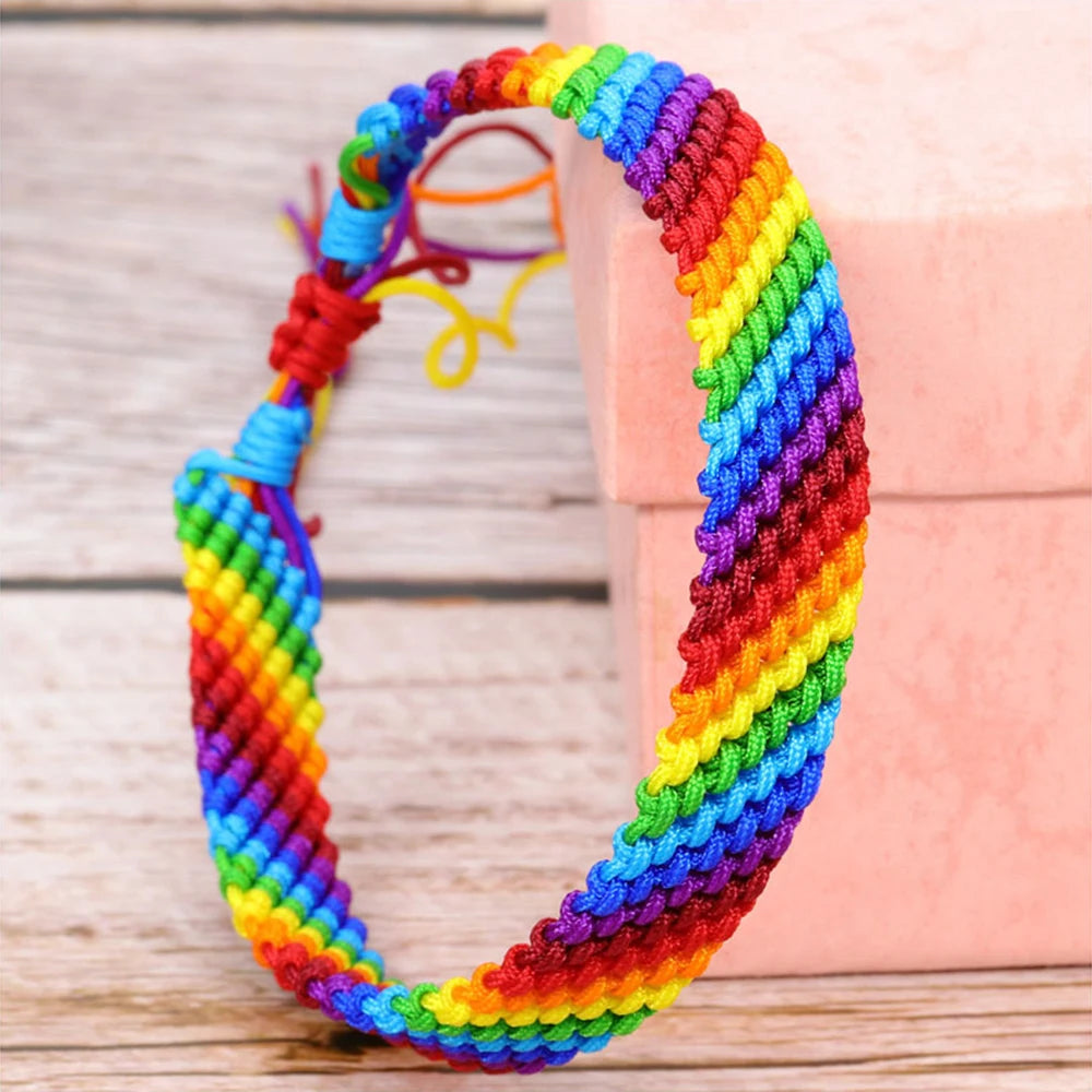 LGBT Pride Bracelet Wristband Lesbian Rope Bracelet LGBT Pride Bracelet Rainbow Bracelet Colorful Popular Fashion Weaving Casual