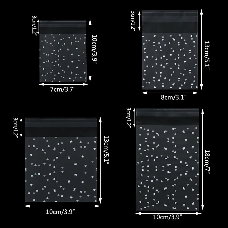 100Pcs Transparent Dot Candy Cookies Self Adhesive Gift Bag Pouches Wedding Brithday Gifts Packaging Bags Biscuits DIY Baking