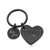 Personalized Stainless Steel Engraved Calendar Date Keychain Custom Keyring Gift For Wedding Anniversary Gift