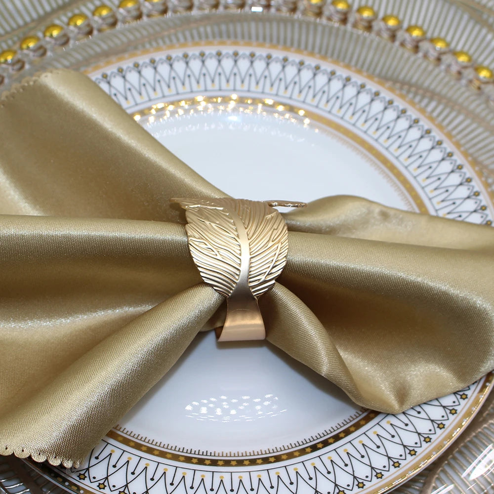 12Pcs Matte Gold Leaf Napkin Rings Leaves Napkin Holder Rings for Thanksgiving Wedding Christmas Dinning Table Decoration HWL36