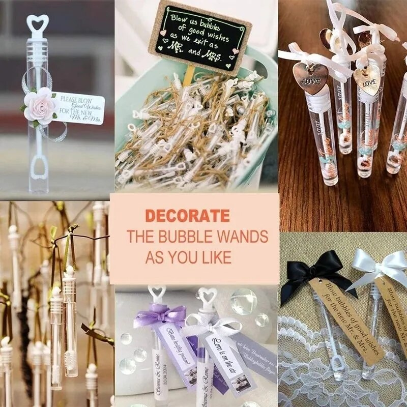 10/20pcs Love Heart Wand Tube Empty Bubble Soap Bottle Wedding Gifts for Guests Baby Shower Birthday Party Decoration Kids Toy